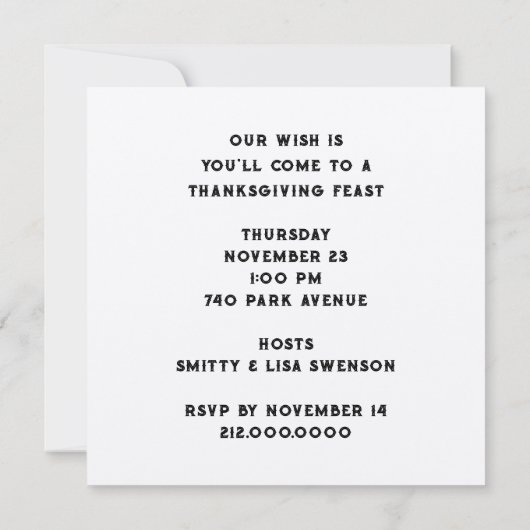 感謝祭 招待状 (裏面)