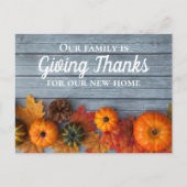 感謝祭 新しい家の住所 お引越しのお知らせ ポストカード (正面)