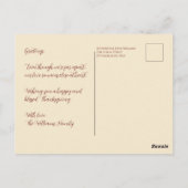 感謝祭 – 水カラーカボチャフローラデザイン- ポストカード (裏面)