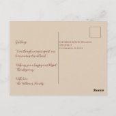 感謝祭 – 水カラーカボチャフローラデザイン- ポストカード (裏面)