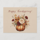 感謝祭 – 水カラーカボチャフローラデザイン- ポストカード (正面)