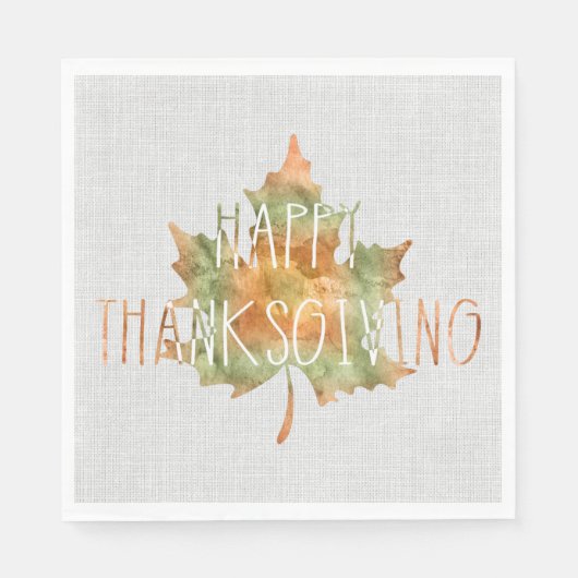 感謝祭 – 水彩リーフ紙ディナーナプキン スタンダードランチョンナプキン (正面)