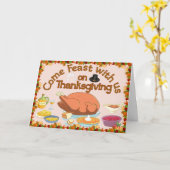 感謝祭　私たちと一緒に食事を！カード カード (黄色い花)