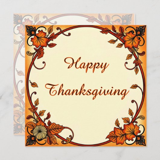 感謝祭/秋のフレームの挨拶/招待状 招待状 (正面/裏面)