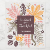 感謝祭 秋の植物イラスト ワインラベル (シングルラベル)