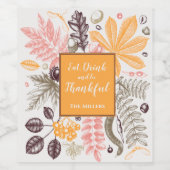 感謝祭 秋の植物イラスト ワインラベル (シングルラベル)