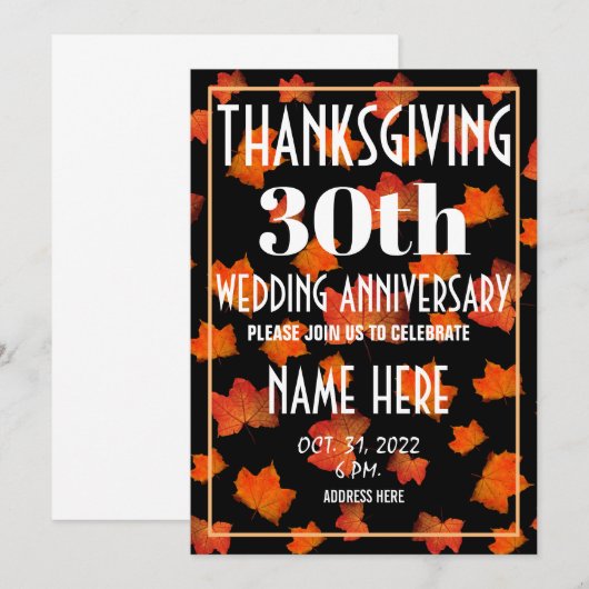 感謝祭 結婚記念日 招待状 (正面/裏面)