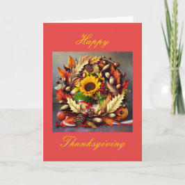 感謝祭、5" x 7"折り畳みグリーティングカード カード