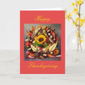 感謝祭、5" x 7"折り畳みグリーティングカード カード (黄色い花)