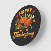 感謝祭 – Happy Thanksgiving ラウンド壁時計 (傾斜)