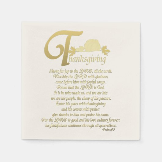 感謝祭 – Psalm 100 スタンダードカクテルナプキン (正面)