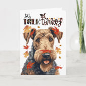 感謝祭Airedale Dog Let's Talk Turkey シーズンカード (正面)