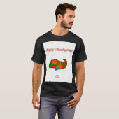 感謝祭CornucopiaメンズブラックベーシックTシャツ Tシャツ (正面フル)