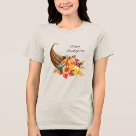 感謝祭Cornucopia女性のTシャツ トライブレンドTシャツ