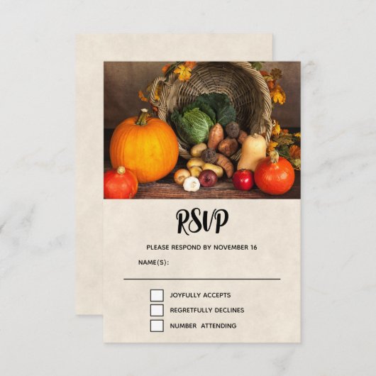 感謝祭Cornucopia豊作 出欠カード (正面/裏面)