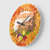 感謝祭Cornucopia – 感謝と感謝 ラージ壁時計 (傾斜)