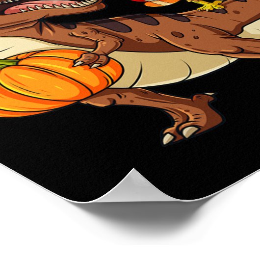 感謝祭TレックスダビングターキーおもしろいボーイズガールズK ポスター (角)