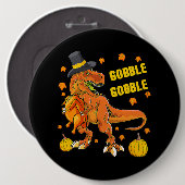 感謝祭Tレックス恐竜トルコ衣装キッズギ 缶バッジ (正面&裏面)