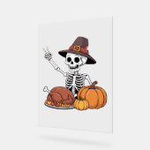 感謝祭X線スケルトンおもしろいロックハンド秋L アクリルサイン (傾斜)