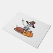 感謝祭X線スケルトンおもしろいロックハンド秋L ドアマット (アングル)