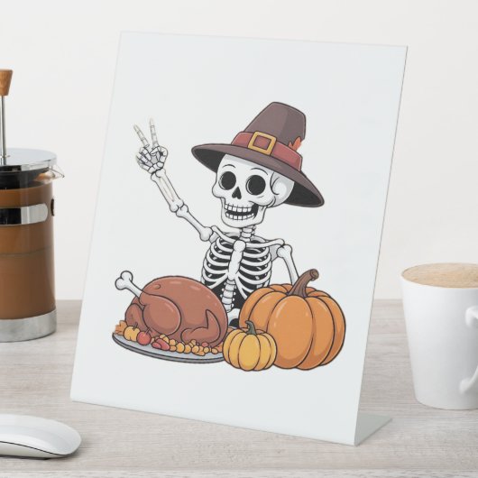 感謝祭X線スケルトンおもしろいロックハンド秋L 台座サイン (インサイチュ)