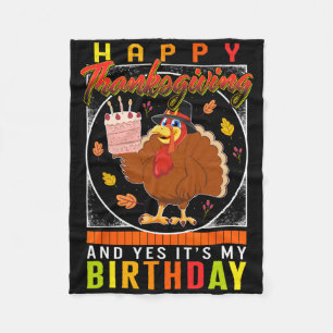 感謝祭Yesそれが私の誕生日トルコ秋ファ フリースブランケット