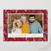 感謝秋の紅葉フォトサンクスギビング 箔シーズンカード (正面)