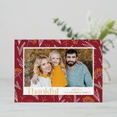 感謝秋の紅葉フォトサンクスギビング 箔シーズンカード (立ち正面)