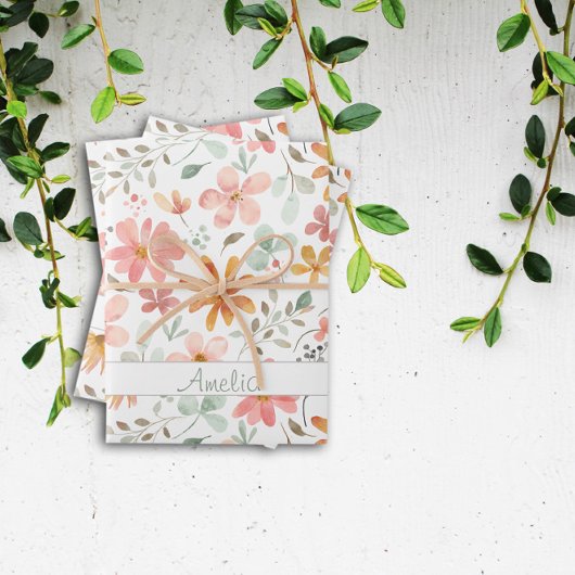 感謝秋の花オレンジのパターン名 ラッピングペーパーシート