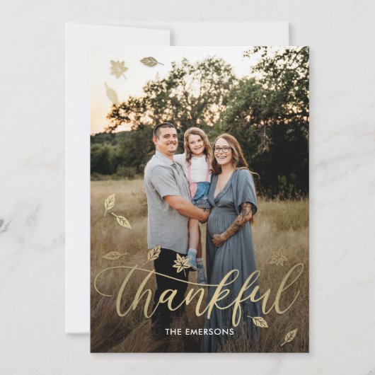 感謝秋ハッピーサンクスギビング写真カード シーズンカード (正面)