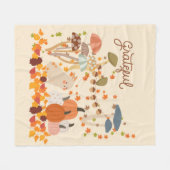 感謝秋バニー フリースブランケット (正面(横))