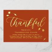 感謝秋フォイル感謝祭パーティの招待状 箔シーズンカード (正面)