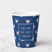 感謝紙カップ先生 – ネイビー&ピンク 紙コップ (正面)