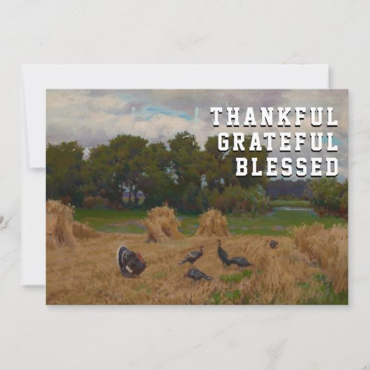感謝素朴エレガント心に満ち賛美た収穫 シーズンカード (正面)