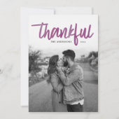 感謝紫モダン水色のスクリプト写真 シーズンカード (正面)