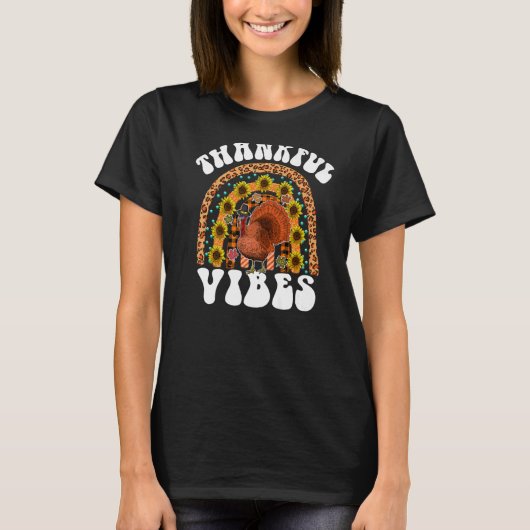 感謝色VIBESレインボートルコ秋レトログルーヴィー Tシャツ (正面)