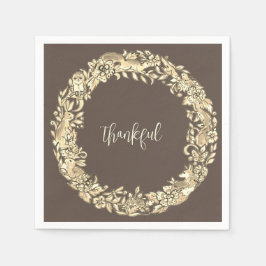 感謝茶色のウッドランド動物素朴秋秋 スタンダードカクテルナプキン