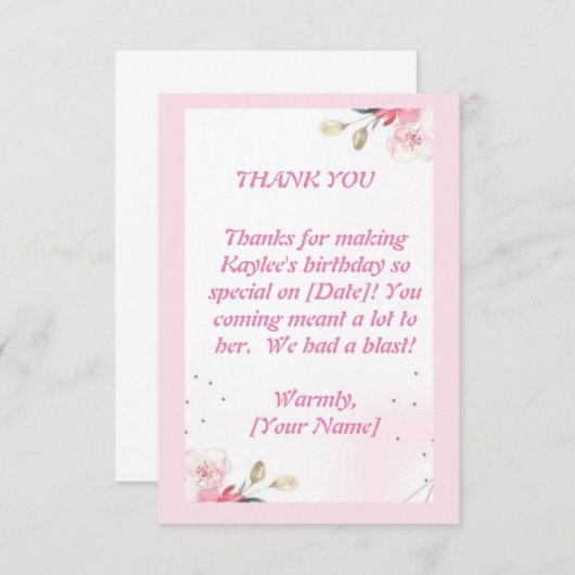 感謝表現の一言：フラットサンキューカードMes サンキューカード (正面/裏面)