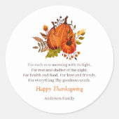 感謝詩の国カボチャ素朴ンハーベスト ラウンドシール (正面)