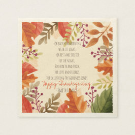 感謝詩。感謝祭おめでとう。カスタム. スタンダードカクテルナプキン