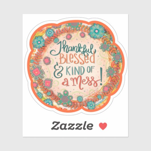 感謝賛美して混乱おもしろいのインスピリかわいらしティ シール (シート)