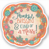 感謝賛美して混乱おもしろいのインスピリかわいらしティ シール (正面)