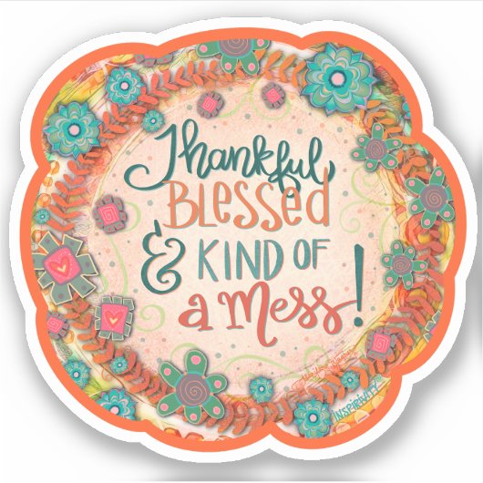 感謝賛美して混乱おもしろいのインスピリかわいらしティ シール (正面)