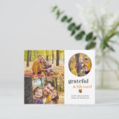 感謝賛美と |感謝祭エレガント3枚の写真 シーズンポストカード (スタンド正面)
