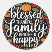 感謝賛美家族の感謝祭ディナー ラウンドシール (正面)