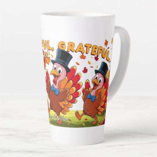 感謝賛美心持ち幸せ カフェラテマグ (右アングル)