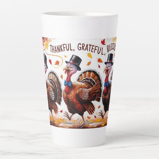 感謝賛美心持ち幸せ カフェラテマグ (正面)