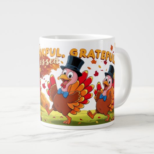 感謝賛美心持ち幸せ ジャンボコーヒーマグカップ (正面右)