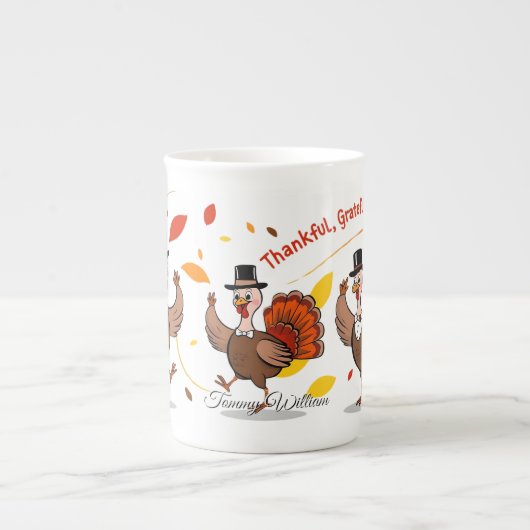 感謝賛美心持ち幸せ ボーンチャイナマグカップ (正面)