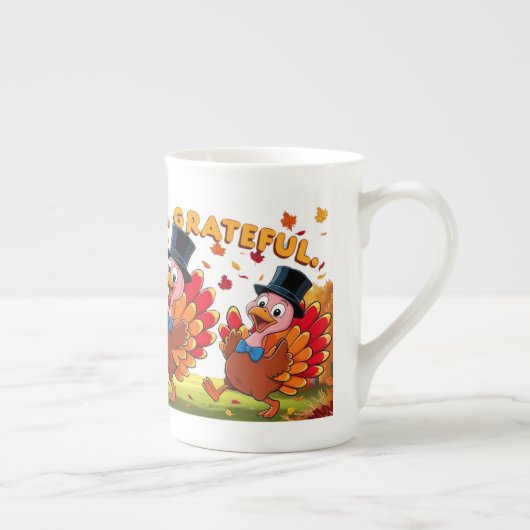 感謝賛美心持ち幸せ ボーンチャイナマグカップ (右)